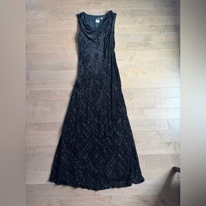 Vintage Wild Rose Black Sleeveless Maxi Dress L